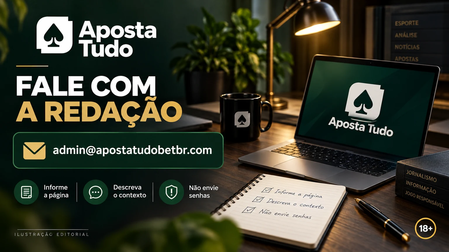 Canal editorial da Redação Aposta Tudo para correções e privacidade