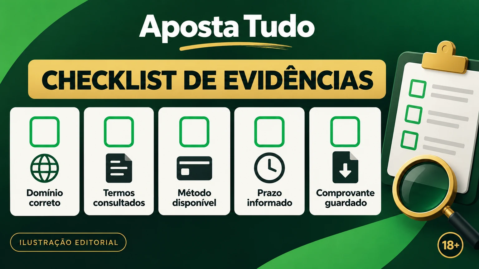 Checklist de comprovantes e linha do tempo para um saque Aposta Tudo